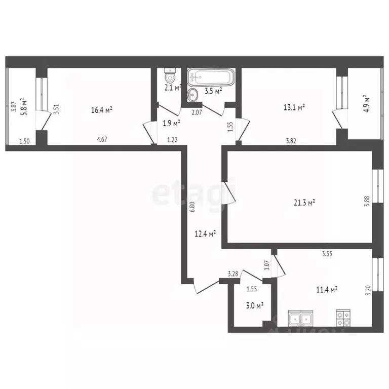 3-к кв. Самарская область, Самара Белорусская ул., 22 (90.5 м) - Фото 1