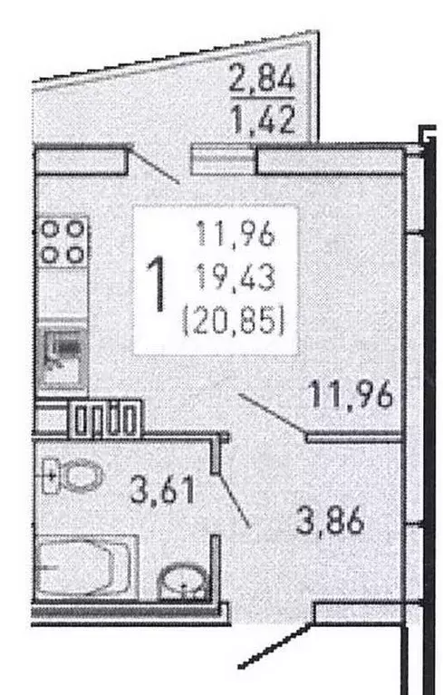 Квартира-студия, 20,9 м, 8/10 эт. - Фото 0