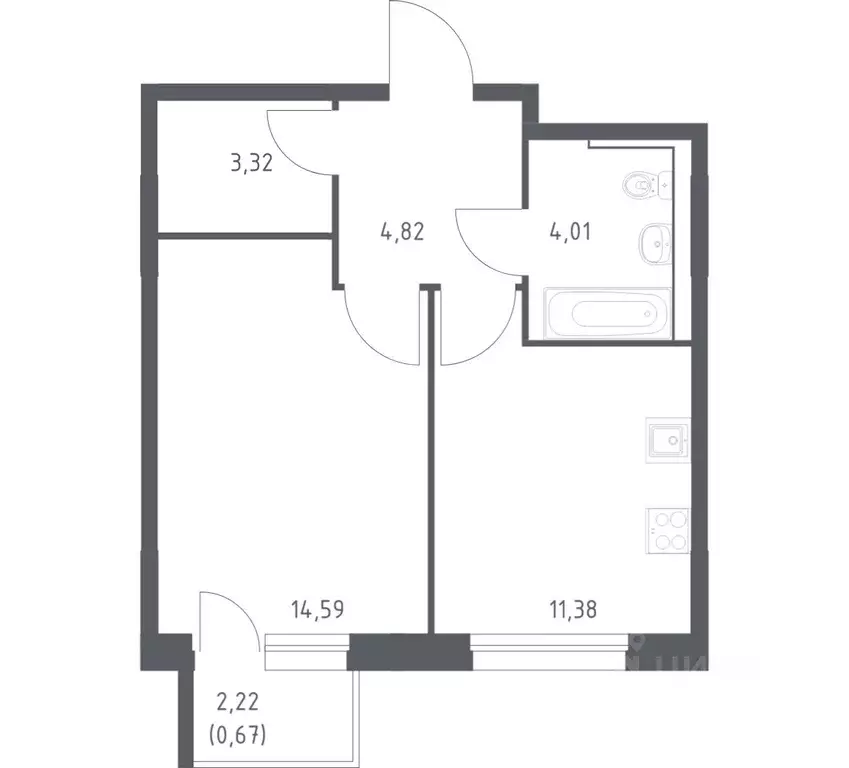 1-к кв. Приморский край, Владивосток Бам мкр,  (38.79 м) - Фото 1