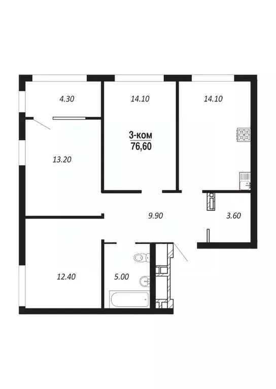 3-к кв. Омская область, Омск просп. Королева (76.6 м) - Фото 0