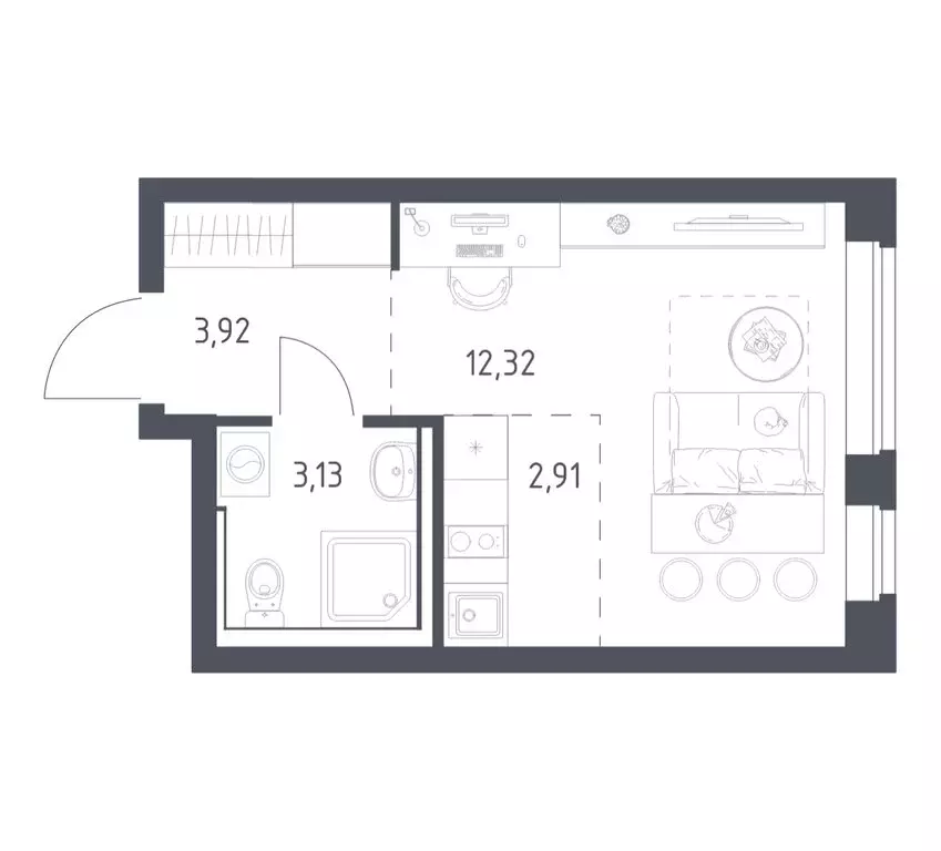 Квартира-студия: посёлок городского типа Мисайлово, микрорайон ... - Фото 1