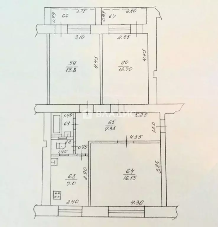 3-к кв. Краснодарский край, Ейск ул. Энгельса, 97 (65.5 м) - Фото 2