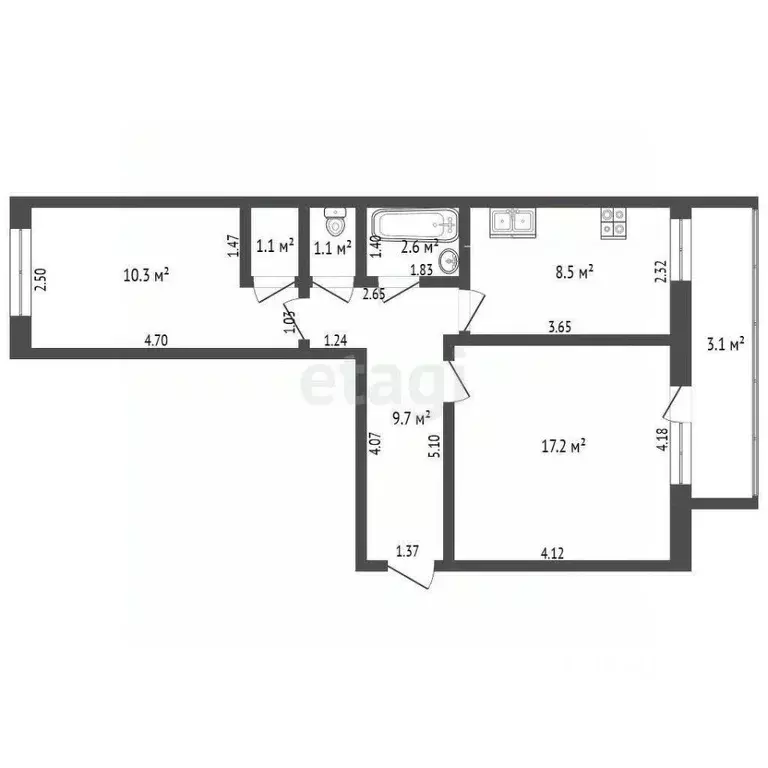 2-к кв. Крым, Сакский район, с. Уютное ул. Кирова, 5 (50.5 м) - Фото 1