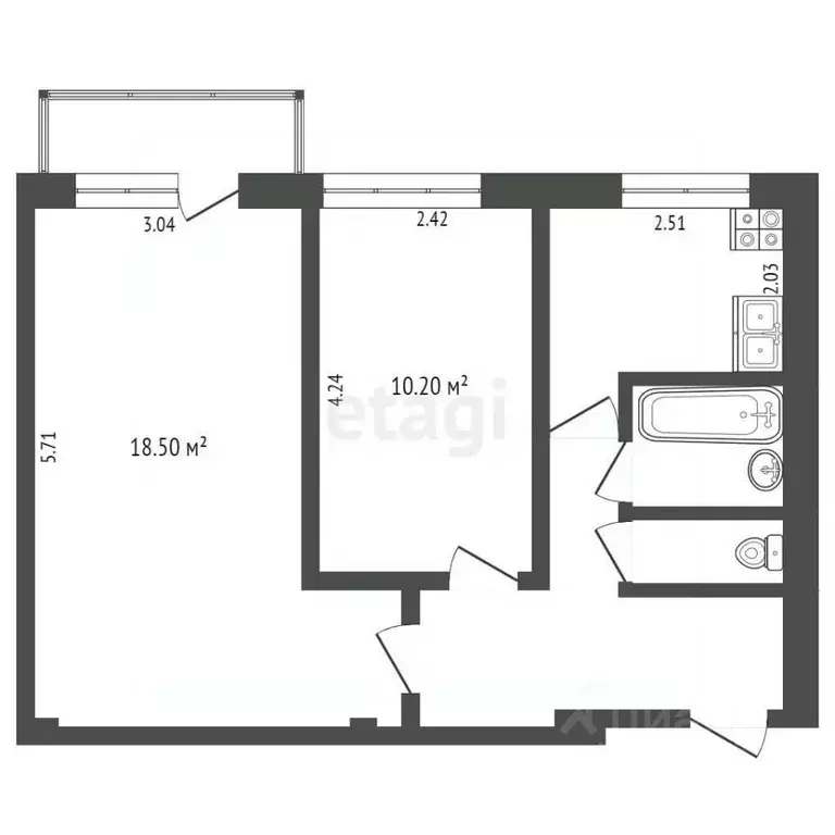 2-к кв. Москва просп. Андропова, 26 (45.0 м) - Фото 2