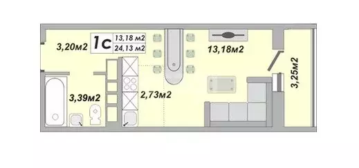 Квартира-студия: Оренбург, улица Юркина, 5 (24.13 м) - Фото 1