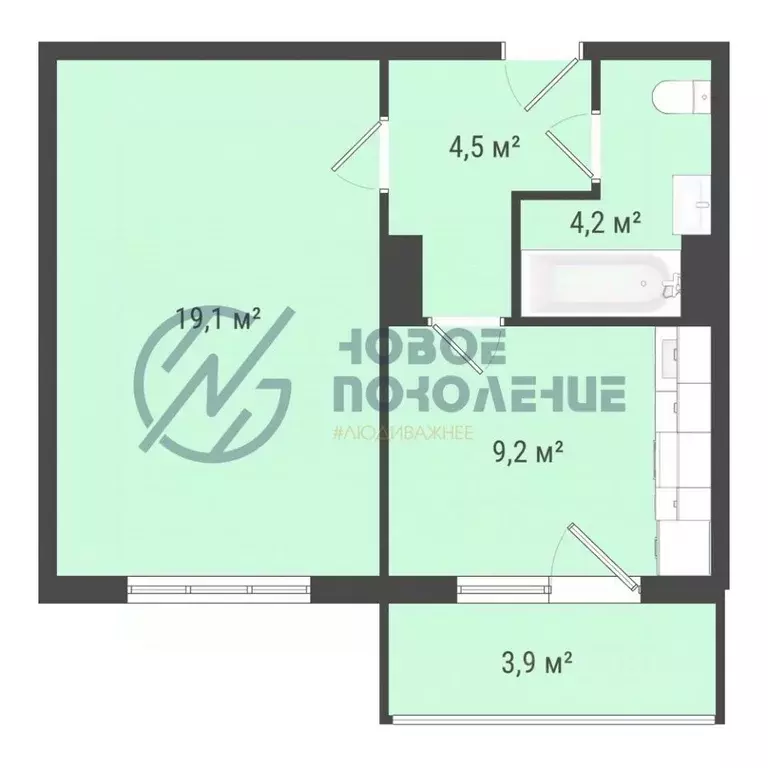 1-к кв. Омская область, Омск пос. Биофабрика, 18к1 (37.0 м) - Фото 0