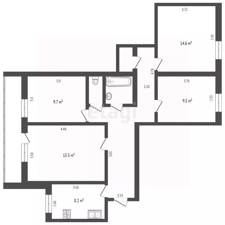 4-к кв. Коми, Сыктывкар просп. Бумажников, 42 (79.4 м) - Фото 0