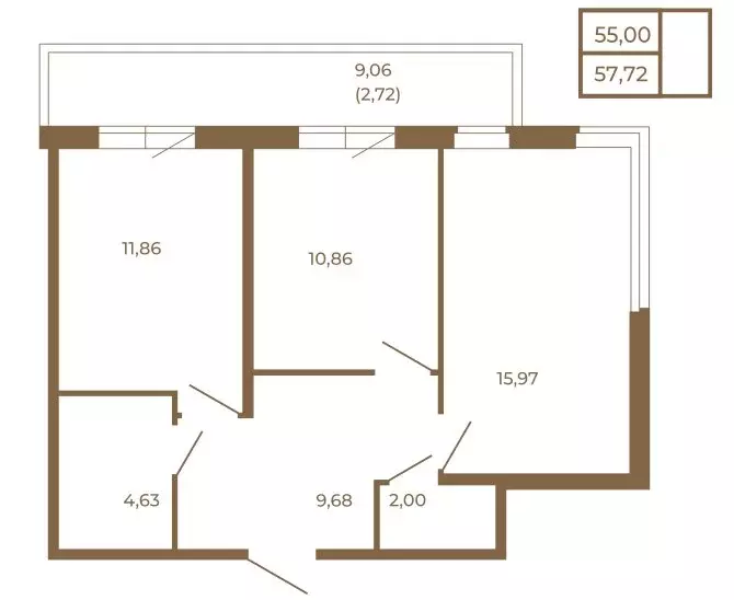 2-комнатная квартира: Сертолово, ЖК Новая История (57.72 м) - Фото 2