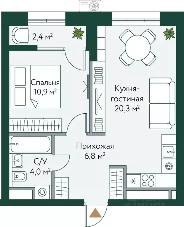 1-к кв. Волгоградская область, Волгоград Новосибирская ул., 74с1 (44.4 ... - Фото 0