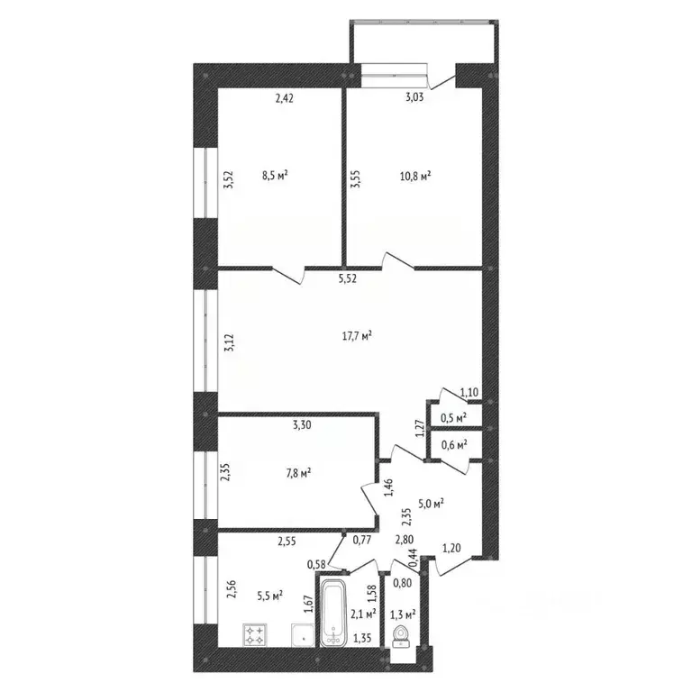 4-к кв. Башкортостан, Уфа бул. Ибрагимова, 49 (59.8 м) - Фото 2