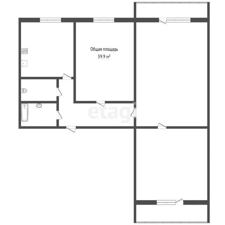 3-комнатная квартира: Юрга, Фестивальная улица, 12 (59.7 м) - Фото 1