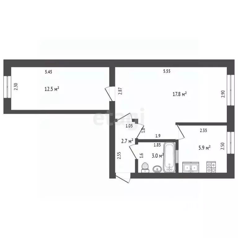 2-к кв. Мордовия, Саранск просп. 50 лет Октября, 14 (41.9 м) - Фото 2