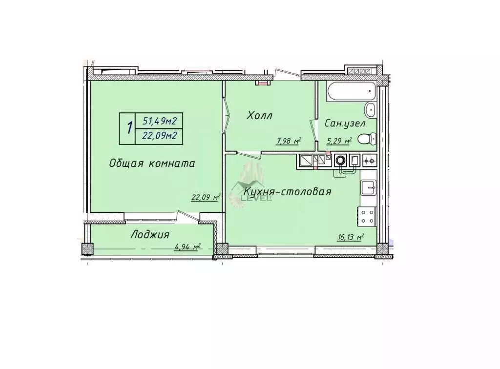 Квартира-студия: Энгельс, улица Пушкина, 31А (57 м) - Фото 1