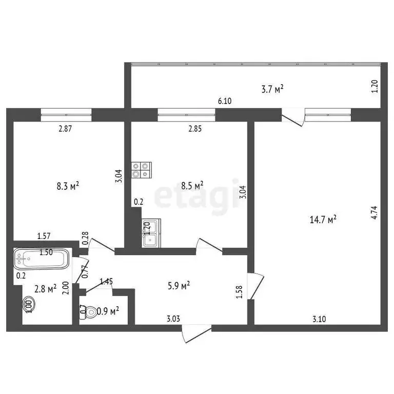 2-комнатная квартира: Наумовка, улица Ленина, 33 (41.1 м) - Фото 1