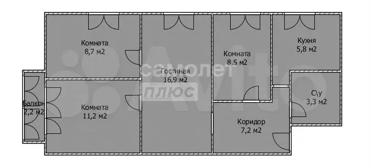 4-к. квартира, 61,1 м, 5/5 эт. - Фото 0