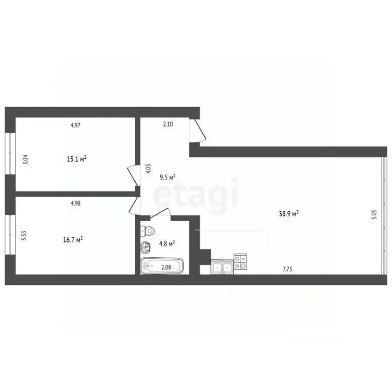 2-к кв. Костромская область, Кострома Широкая ул., 8 (85.1 м) - Фото 2