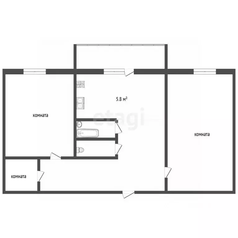 2-к кв. Удмуртия, Ижевск Береговая ул., 13 (45.3 м) - Фото 2