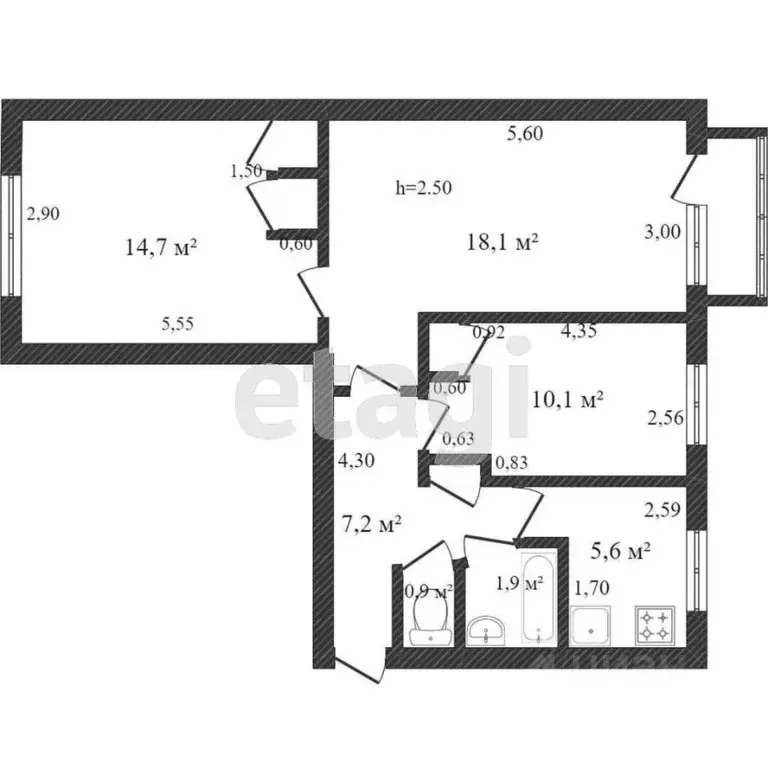 3-к кв. Хабаровский край, Хабаровск Краснодарская ул., 43 (59.0 м) - Фото 2