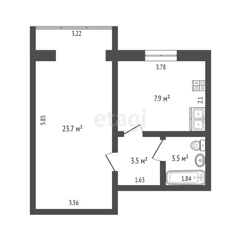 1-комнатная квартира: Ялуторовск, улица Гроховского, 90 (38.6 м) - Фото 1