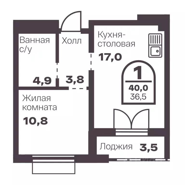 1-к кв. Челябинская область, Челябинск просп. Ленина, 19В (36.5 м) - Фото 0