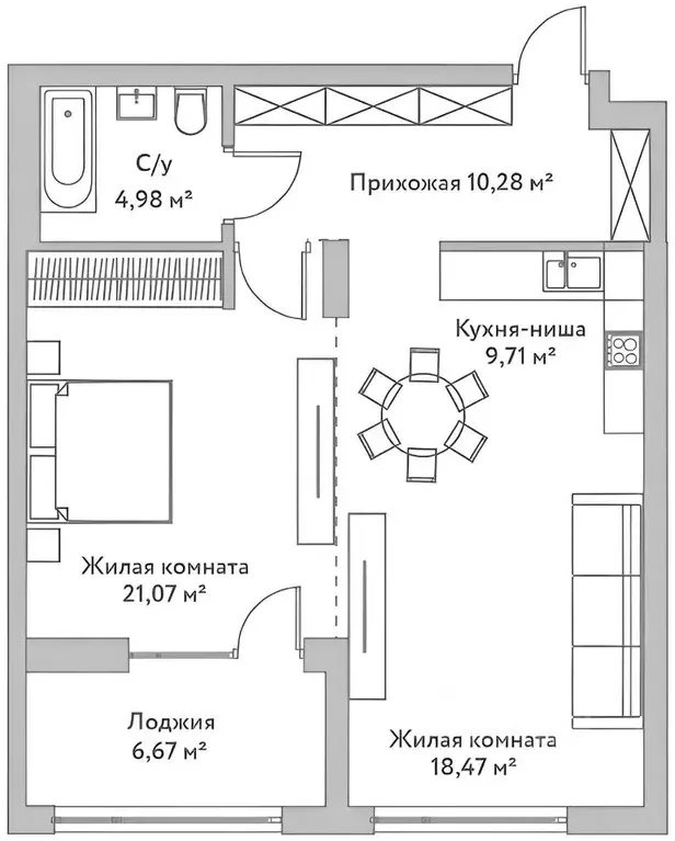 2-к кв. Новосибирская область, Новосибирск Дачное ш., 22/3 (65.6 м) - Фото 1