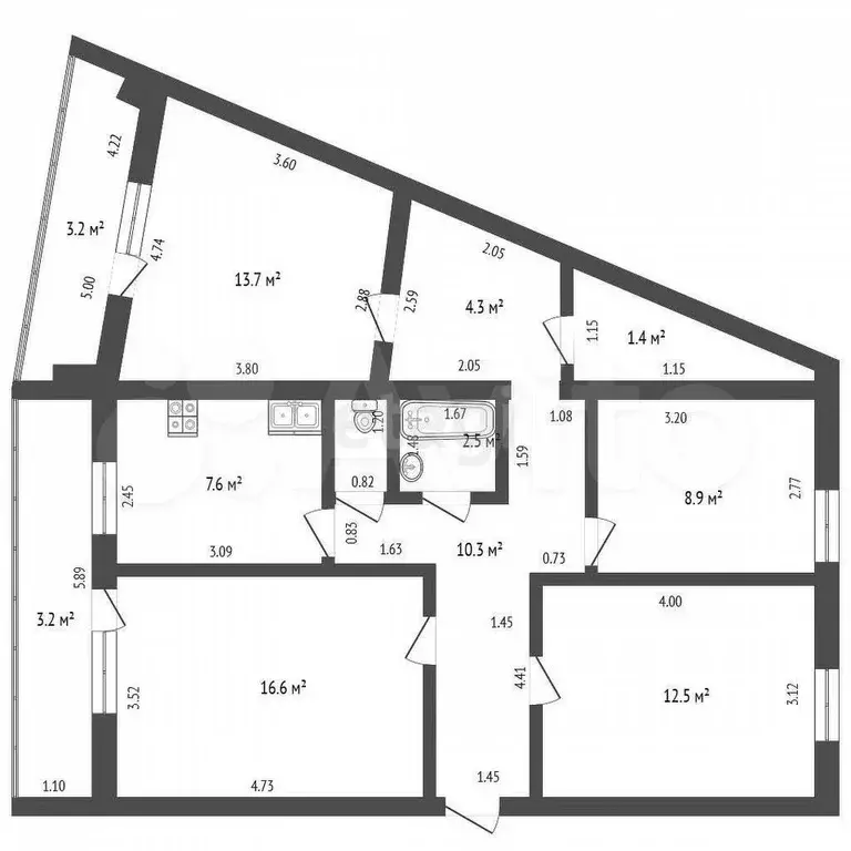 3-к. квартира, 85,4 м, 5/5 эт. - Фото 1