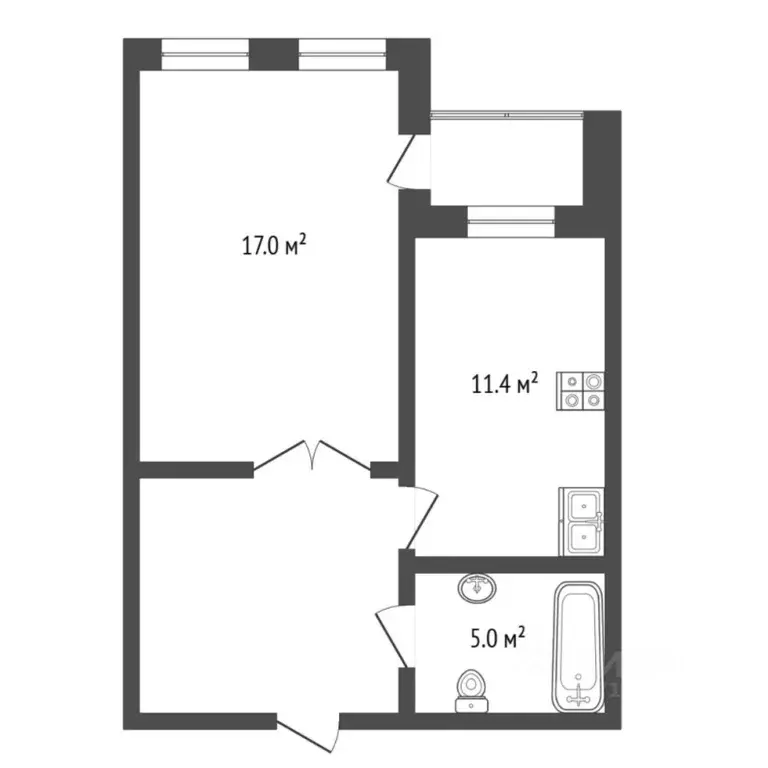 1-к кв. Тюменская область, Тюмень ул. Куйбышева, 25 (44.1 м) - Фото 2