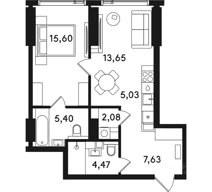1-к кв. Москва ул. Сокольнический Вал, 2АС1 (53.86 м) - Фото 0