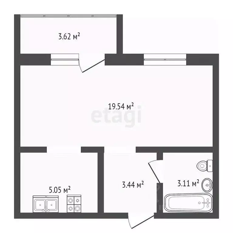 1-к кв. Оренбургская область, Оренбург Центральная ул., 13/1 (31.8 м) - Фото 1