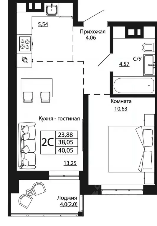 2-к кв. Ростовская область, Ростов-на-Дону ул. Текучева, 370/2 (39.63 ... - Фото 0