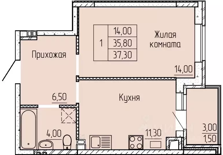 1-к кв. Ростовская область, Батайск ул. Макаровского, 4к1 (37.4 м) - Фото 0