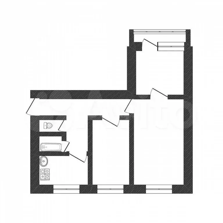 3-к. квартира, 56,5 м, 5/5 эт. - Фото 0