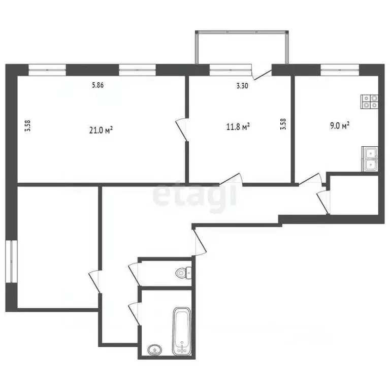 Комната Тюменская область, Тюменский муниципальный округ, Боровский ... - Фото 2