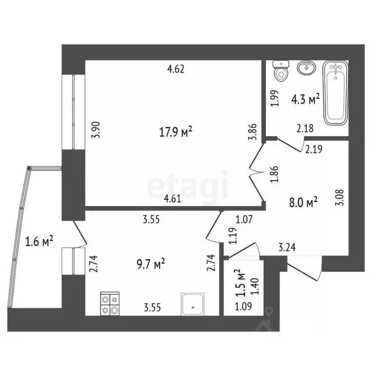 1-к кв. Мордовия, Саранск ул. Марины Расковой, 39 (43.0 м) - Фото 2