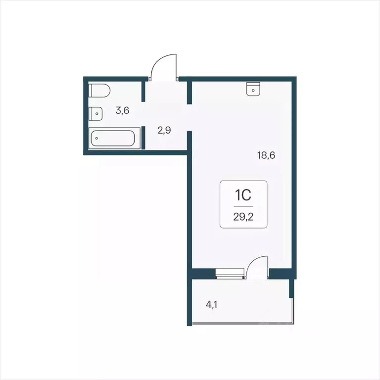 Студия Новосибирская область, Новосибирск Кедровая ул., 80/3 (29.2 м) - Фото 1