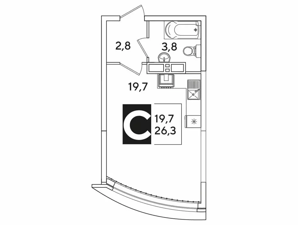 Квартира-студия: Краснодар, улица Ивана Беличенко, 90 (26.3 м) - Фото 1