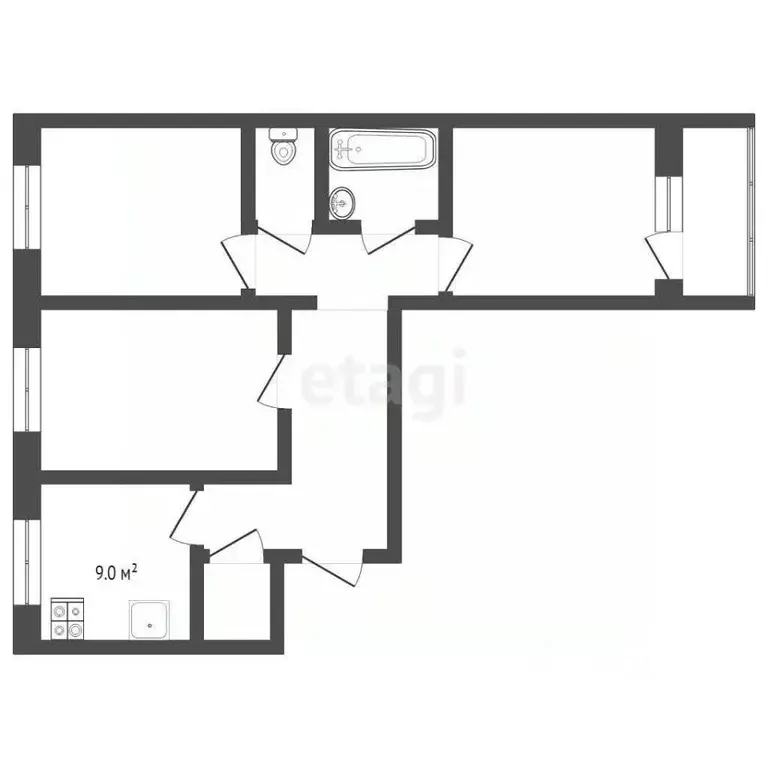 3-к кв. Тюменская область, Тюмень ул. Мельникайте, 130 (65.1 м) - Фото 2