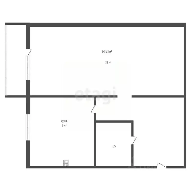 1-к кв. Брянская область, Брянский район, Новодарковичское с/пос, пос. ... - Фото 2