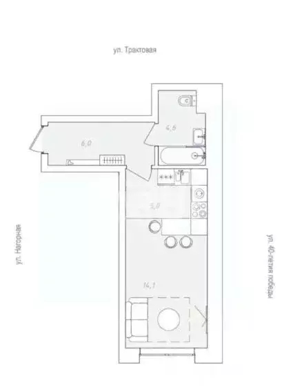 Студия Пермский край, Пермь пос. Новые Ляды, ул. Мира, 8 (29.7 м) - Фото 2