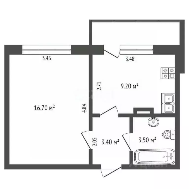 1-к кв. Орловская область, Орел ул. Чечневой, 3 (32.9 м) - Фото 2