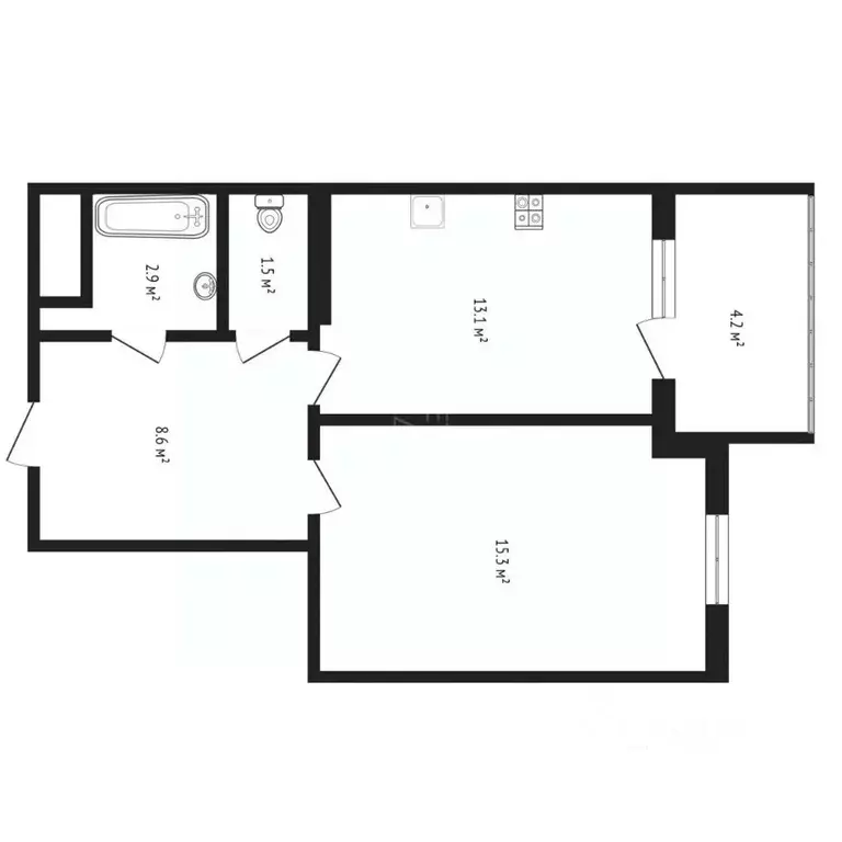 1-к кв. Тюменская область, Тюмень ул. 50 лет Октября, 75к2 (42.9 м) - Фото 2