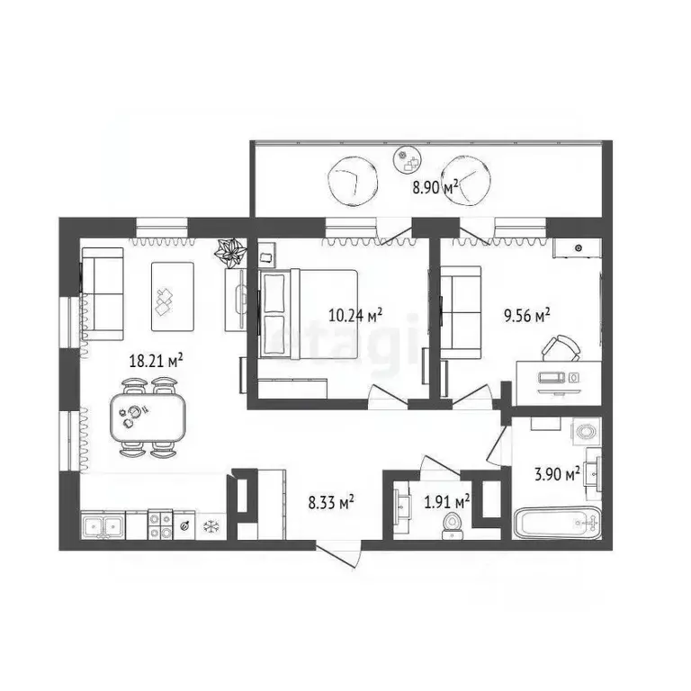 2-к кв. Тюменская область, Тюменский муниципальный округ, д. Патрушева ... - Фото 2