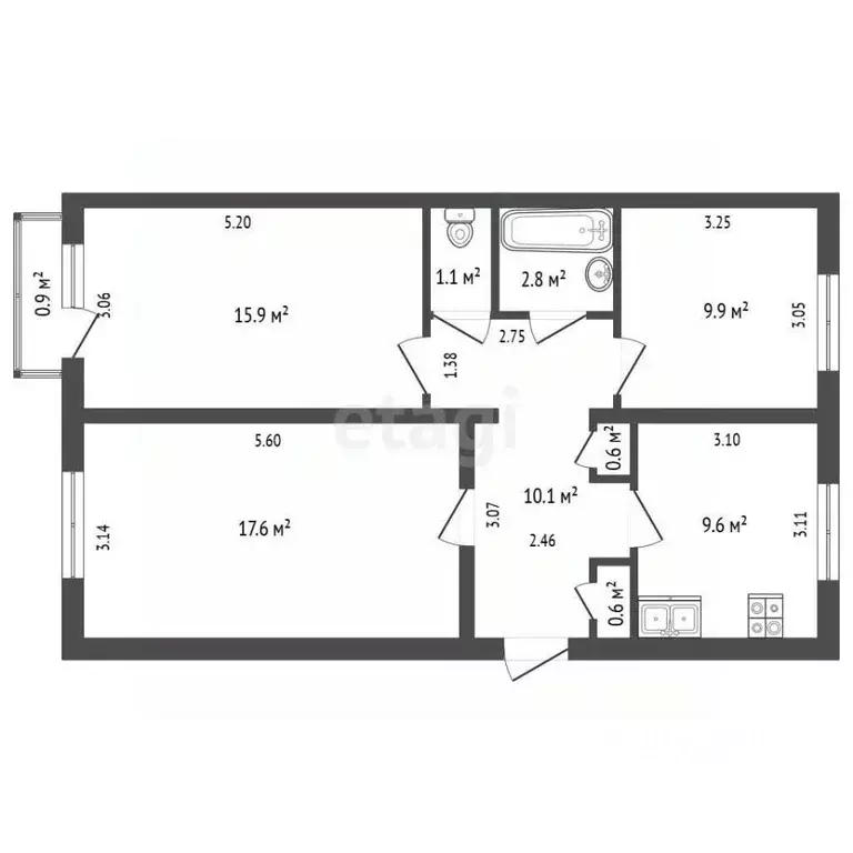 3-к кв. Забайкальский край, Чита Июньская ул., 4 (69.8 м) - Фото 2