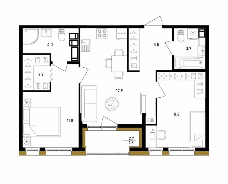 Продаётся 2-к квартира, 57.6 м - Фото 1