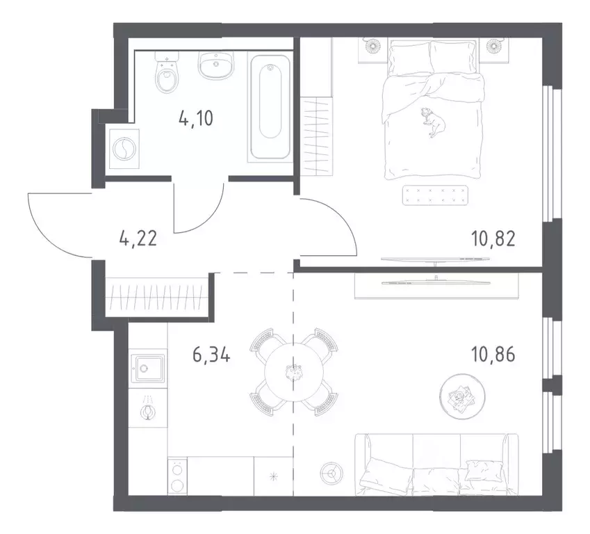 1-к кв. Московская область, Ленинский городской округ, Мисайлово пгт, ... - Фото 1