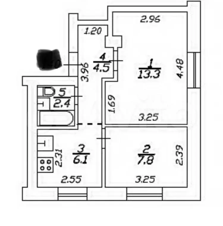 2-к. квартира, 34,1 м, 8/9 эт. - Фото 0