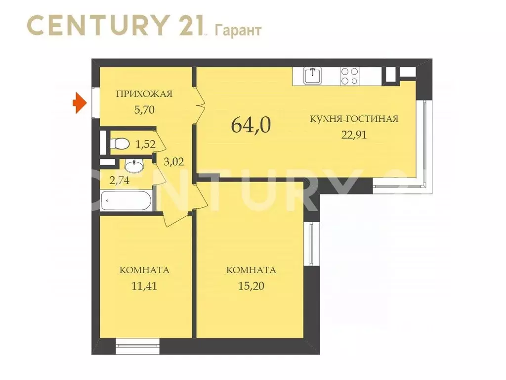 3-к кв. Санкт-Петербург пос. Стрельна, Красносельское ш., 22 (64.0 м) - Фото 1