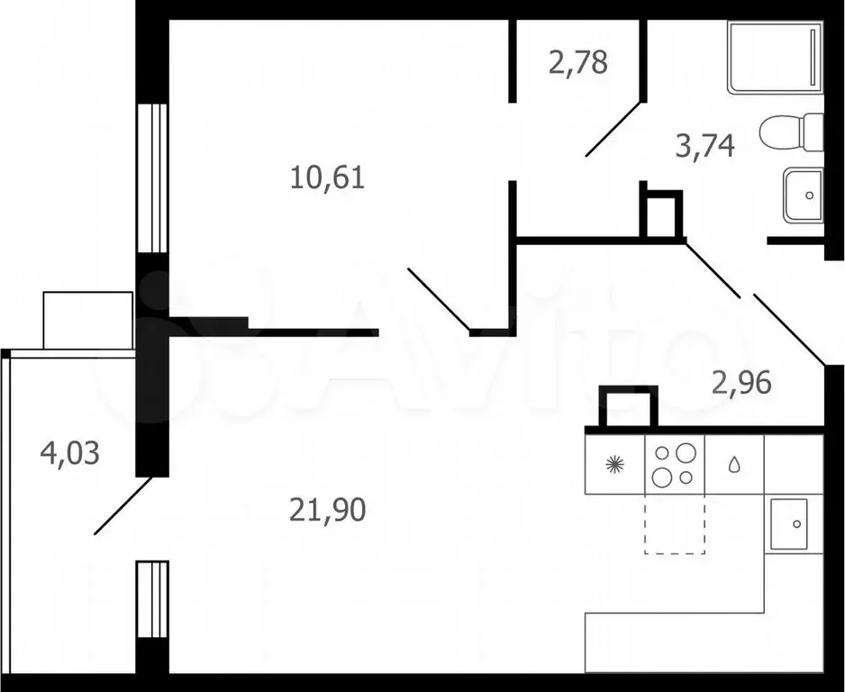 2-к. квартира, 43,3 м, 14/16 эт. - Фото 1