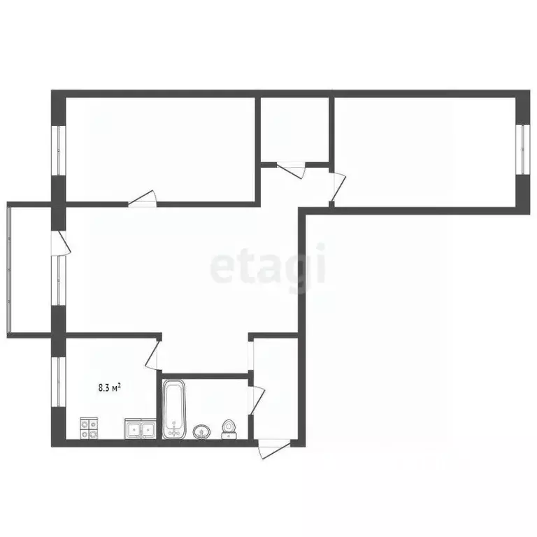 3-к кв. Крым, Евпатория ул. Интернациональная, 147 (57.3 м) - Фото 2