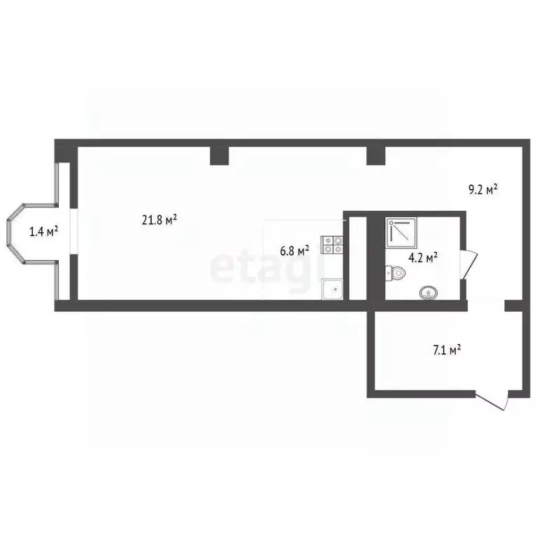 1-к кв. Крым, Ялта ул. Кривошты, 11А (50.6 м) - Фото 2